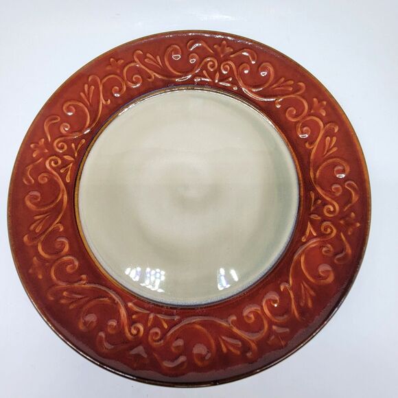 Pier 1 Red Scroll 10 3/4" Dinner Plate       2012-2016 - Picture 5 of 7